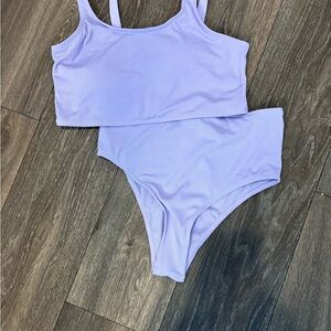 Girls Lavender Two Piece Swimsuit 13Y NWOT